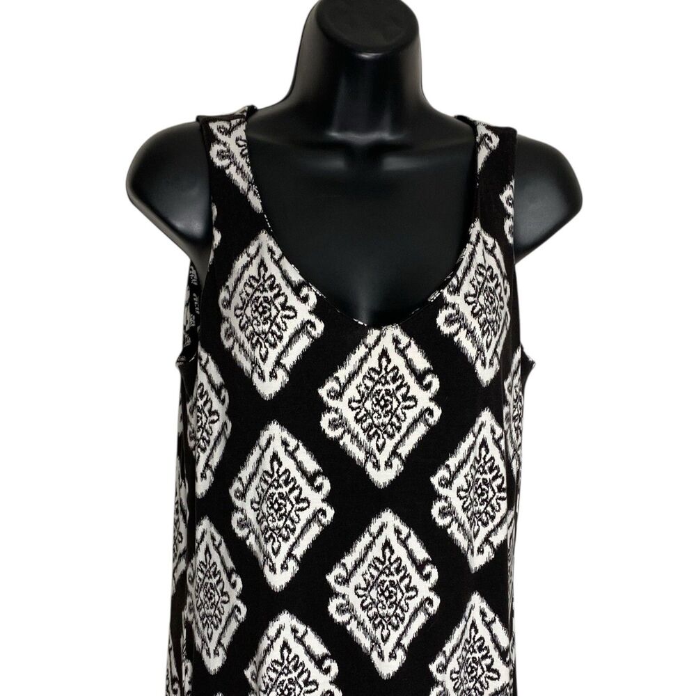 Tommy Bahama Midi Dress Womens Small Black Handkerchief Hem Tropical Sleeveless - Picture 5 of 13